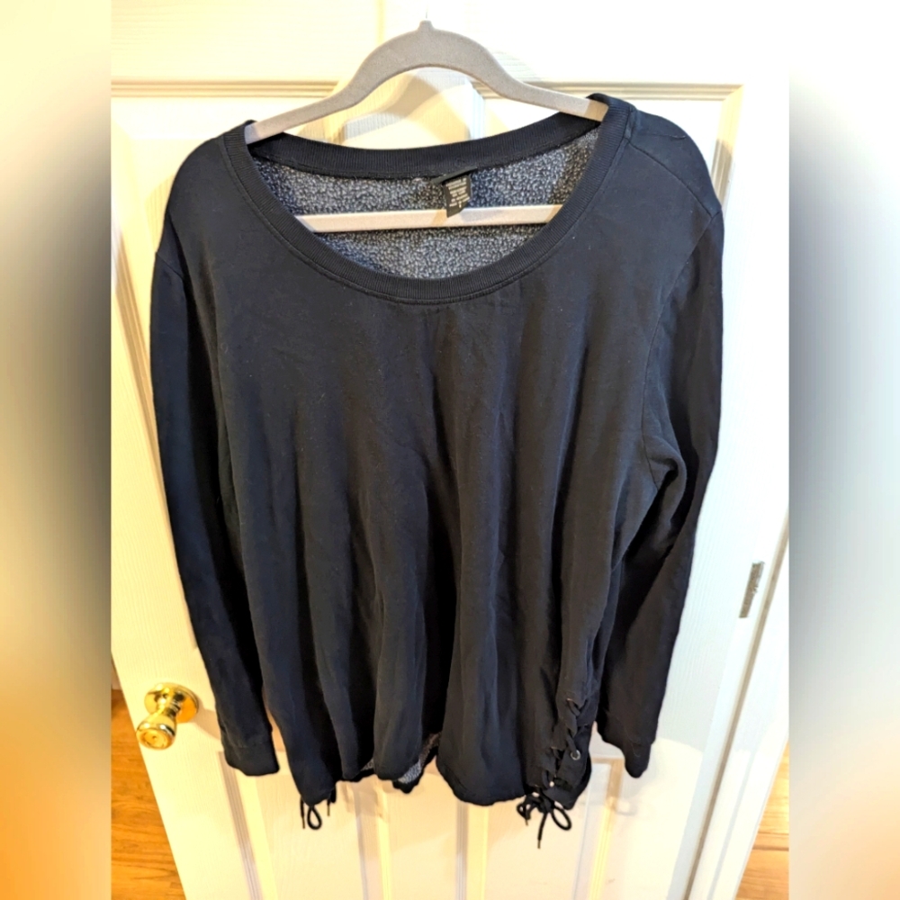 Torrid Blue Long Sleeve Tie Front Hoodie